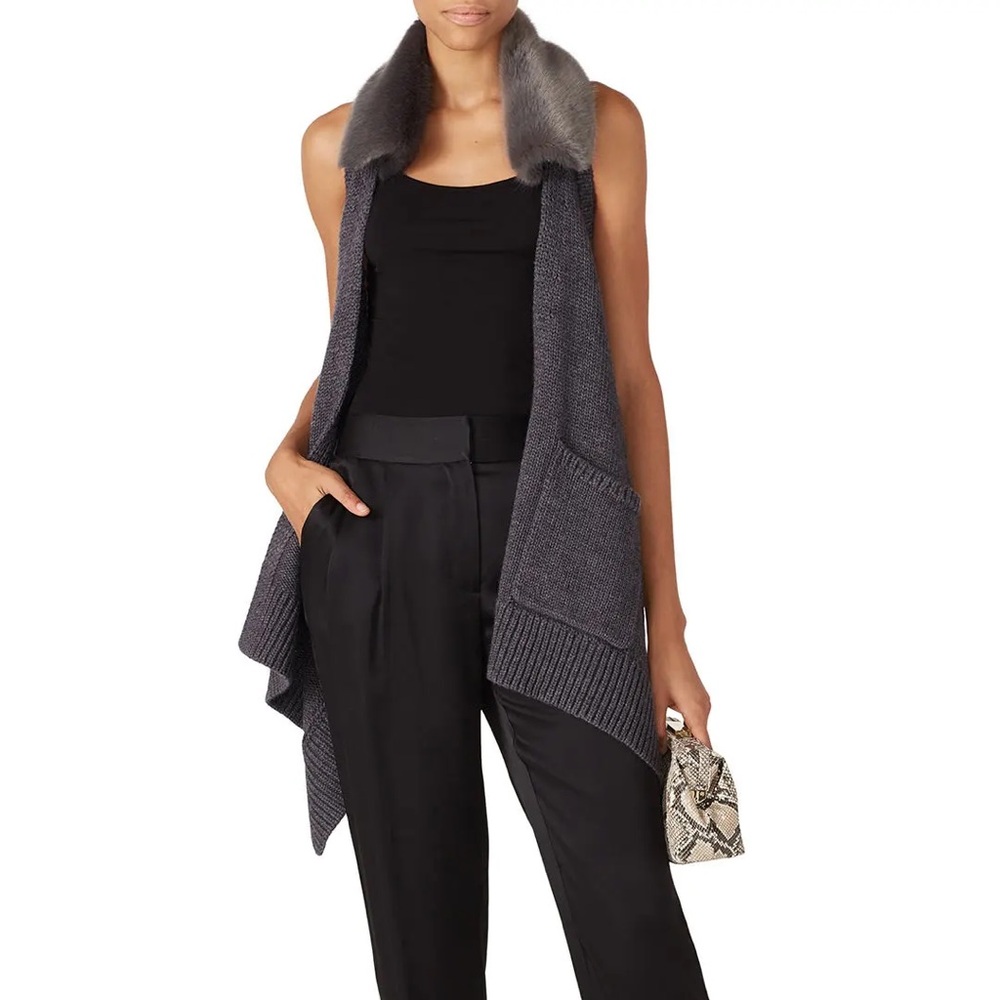 KAUFMANFRANCO Carbon Faux Fur Vest XS retails $1198